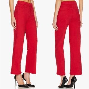 MOTHER Women Jeans Straight Leg in Red